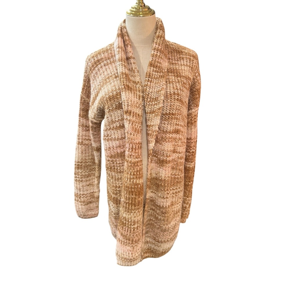 Loft Outlet Womens Medium Brown‎ Marled Open Front Chunky Knit Cardigan Sweater